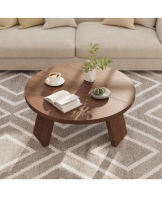 335" Round Coffee Table, Modern Circle Center Table with Inclined Legs, Accent Cocktail Tables for Living Room, Bedroom, Easy Assembly