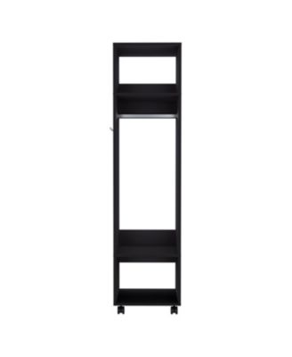 63inch Armoire with 3 Shelves 1 Mirror 4 Wheels Storage Cabinet