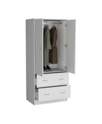 Taly 2Doors 2Drawers Armoire 70.9inch High Laminated Particle Board Bedroom Storage Cabinet Organizer