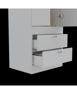 Armoire with Large Double Door Cabinet Two Bottom Drawers and Hanging Rod Bedroom Storage Organizer