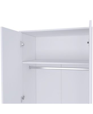 Rio Double Door Armoire One Cabinet Hidden Drawer 71 Inch High Bedroom Storage Organizer with Hanging Rod