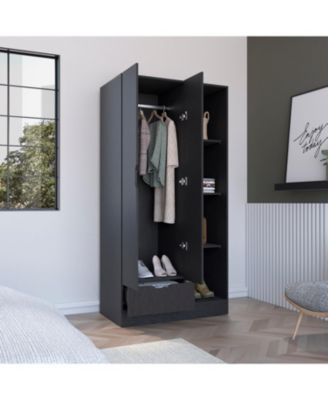 Armoire 71 Inch High with 1 Drawer 4 Tier Open Shelves and 2 Doors