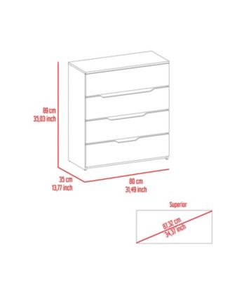 Lynbrook 4 Drawer Dresser and Manufactured Wood Construction for Bedroom Storage