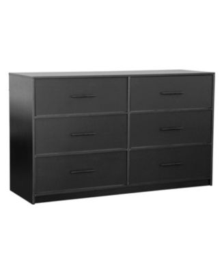 Modern 6 Drawer Dresser Engineered Wood Cabinet Handle Free for Bedroom Living Room Closet