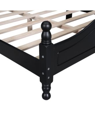 Retro Wood Platform Bed Pine MDF Plywood 10 Slats No Box Spring