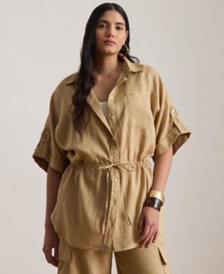 Plus Size Roll-Tab Sleeve Tunic