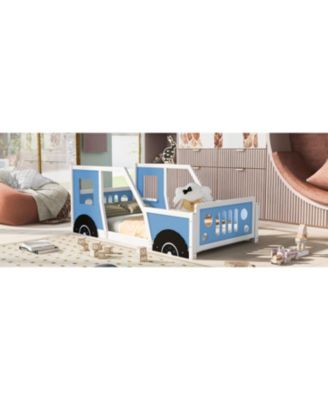 Classic Car Shaped Platform Bed Wheels Pine Wood MDF Frame