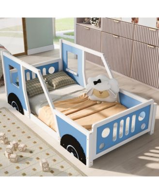 Classic Car Shaped Platform Bed Wheels Pine Wood MDF Frame