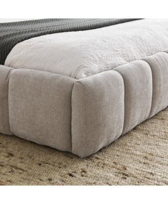 Grounded Upholstered Bed Thick Chenille Fabric Solid MDF Frame