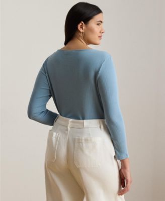 Plus Size Rib-Knit Boatneck T-Shirt