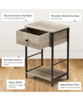Nightstand with Drawer and Shelf Wood End Table Side Table Beside Table Nightstands for Bedroom Living Room College Dorm