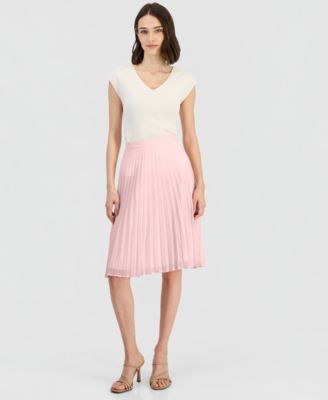 Women's Solid-Color Pleated Chiffon Midi Skirt