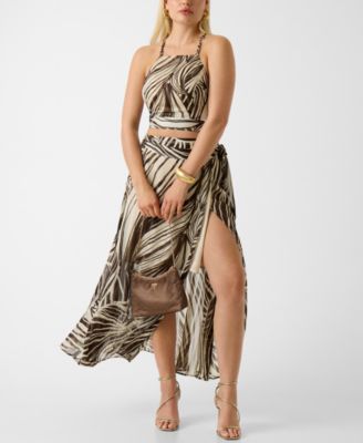 Women's Gaelle Printed Sleeveless Crop Top and New Romana Printed Maxi Skirt