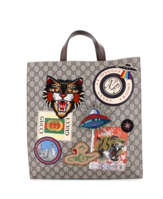 North South Courrier Convertible Soft Open Tote GG Coated Canvas with Applique