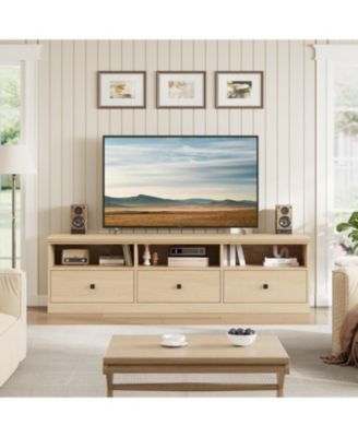 TV Stand for in TV, Entertainment Center with Storage Drawer, Mid-Century Modern TV Console with Open Shelves