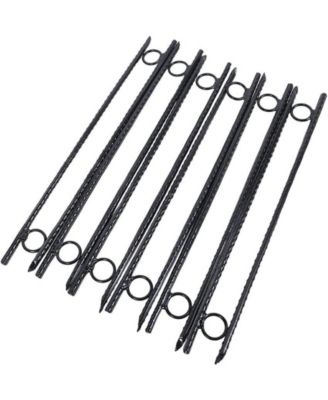 12pcs 3 Eighths x 18 Inch Steel Rebar Stakes with 1 Inch Loops Heavy Duty Angled Ends Ground Stakes for Tents Canopies Campsites