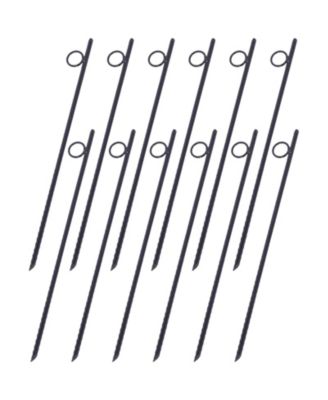 12pcs 3 Eighths x 18 Inch Steel Rebar Stakes with 1 Inch Loops Heavy Duty Angled Ends Ground Stakes for Tents Canopies Campsites