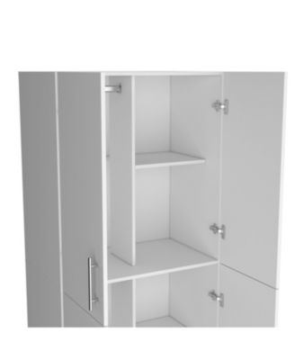 Hazel Armoire Melamine with Two Doors Four Shelves and Two Clothes Hanging Bars Bedroom Storage Organizer