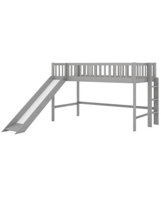 Low Loft Bed With Ladder And Slide Pine Wood MDF Construction