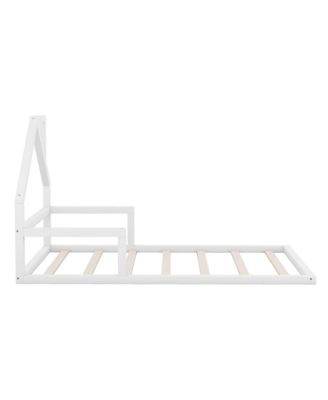  Wood Floor Bed House Shaped Headboard Chimney Pine Wood MDF