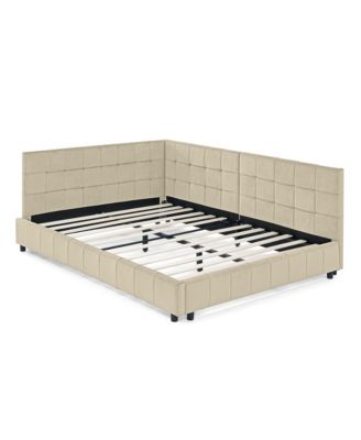 Velvet Tufted Daybed Backrest Armrest New