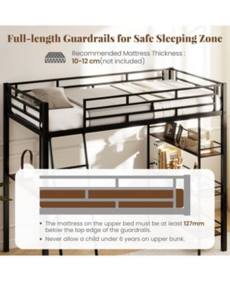 Twin Loft Bed with Desk and Shelves for Kids and Home