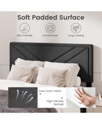 Upholstered Platform Bed with Tufted Headboard and Slats