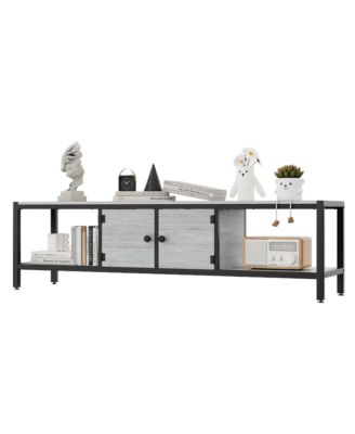 TV Stand for TV Up to 75 Inches, TV Console with 2 Closed Storage Spaces and Open Shelves