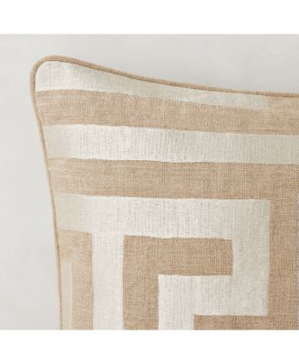 Greek Key Embroidered Pillow – Linen & Cotton Blend