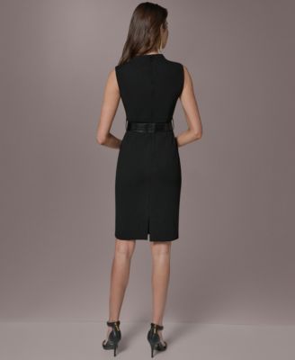 Women's Mock Neck Belted Sheath Dress