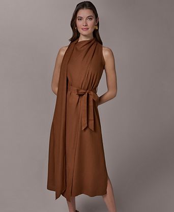 macy's linen blend halter midi dress - Dresses and jumpsuits - Women Step into refined elegance with this halter A French Connection Women's Birdie Linen-Blend