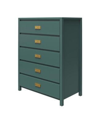 Contemporary 5 Drawer Dresser Maple Finish Sturdy Construction for Bedroom Living Room Storage