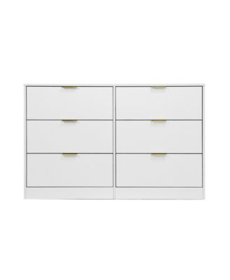 Simply Modern 6 Drawer Dresser for Bedroom Living Room Hallway Entryway