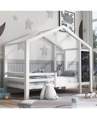 House Bed with 335x16 Inch Blackboard Multiple Drawers and Two Assembly Options
