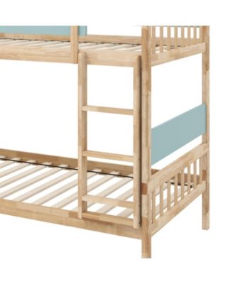 Twin Over Twin Bunk Bed with Ladder and Full Guardrails