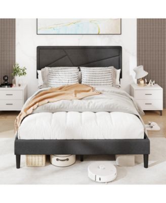 Upholstered Platform Bed Frame with High Headboard