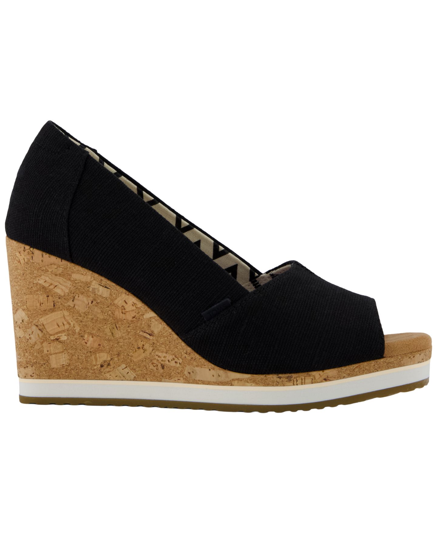 Женские сандалии TOMS Essential Slip-On Wedge, цвет: Чёрный холщовый — фото 2