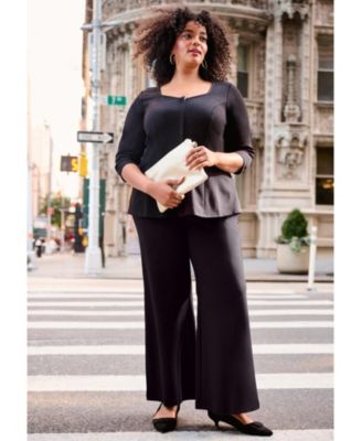 Women's Ponte Zip Front Top