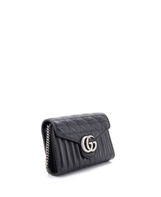 Mini GG Marmont Chain Wallet Mixed Matelasse Leather