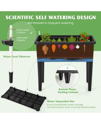 Raised Garden Bed w/ Trellis Water Level Observer Drainage Holes Climbing Net
