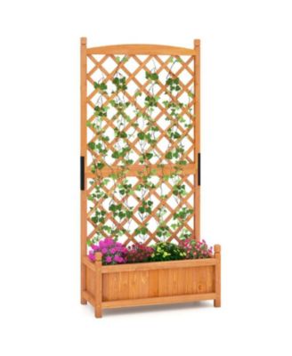 60 Inch Tall Raised Garden Bed with Diamond Trellis