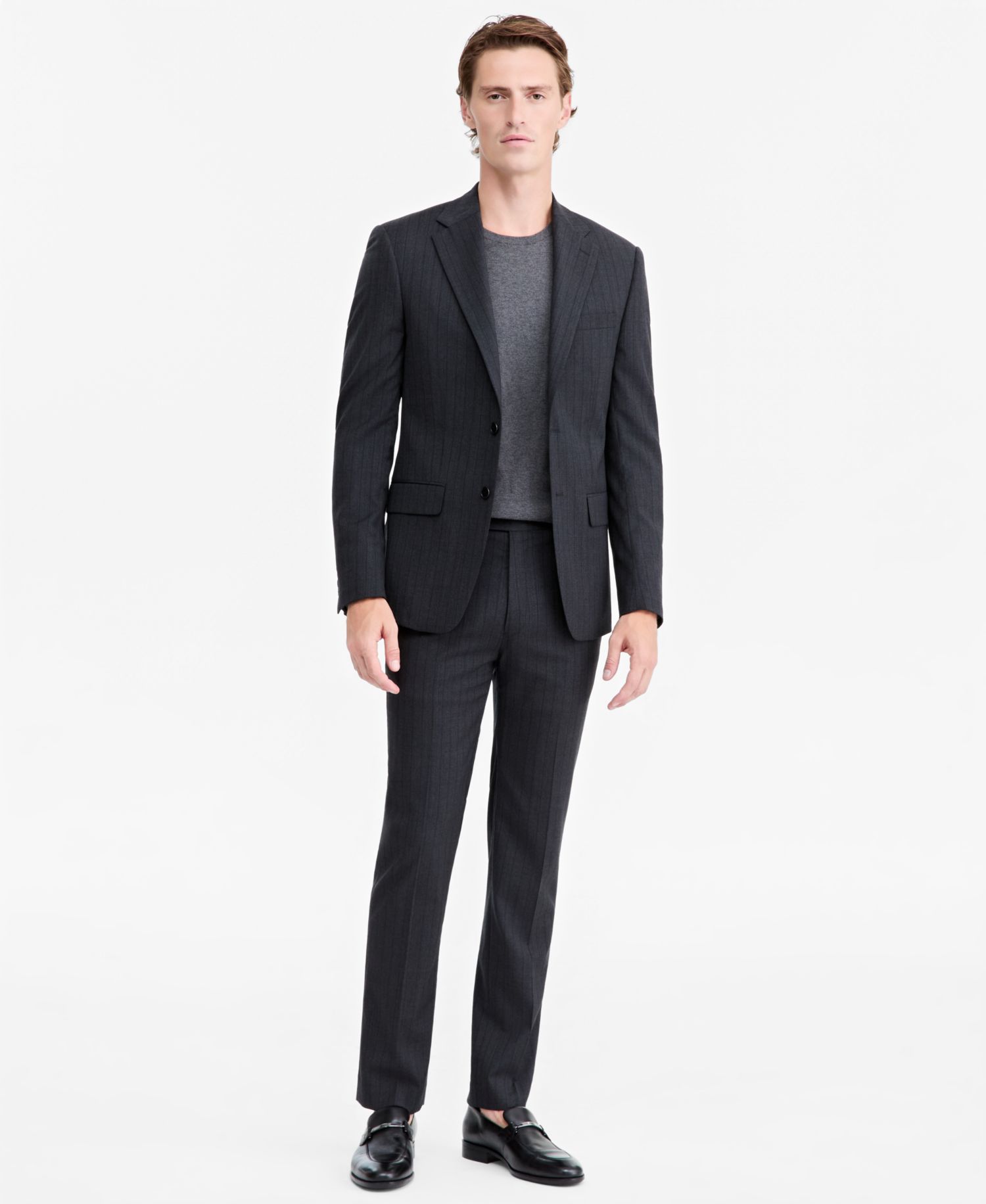 Mens Slim-Fit Wool-Blend Pinstripe Suit Jacket