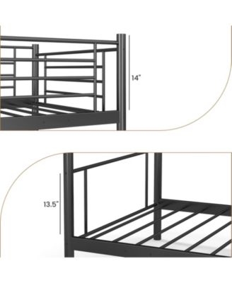 Metal Bunk Bed with Ladder and Full Length Safety Guardrails