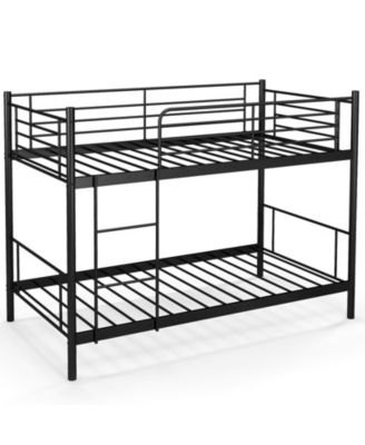 Metal Bunk Bed with Ladder and Full Length Safety Guardrails