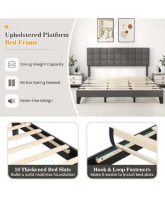 King Size Modern Linen Bed Frame with Adjustable Headboard