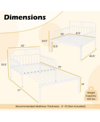 Extendable Metal Daybed with Guardrails and Armrests