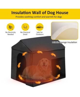 60" Large Outdoor Dog Kennel – Insulated Waterproof House with Porch, Asphalt Roof & Elevated Floor, for Medium & Large Dogs