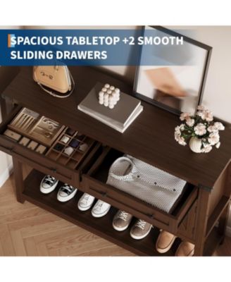 Console Table Buffet Sideboard Sofa Table,with Storage Drawers Cabinets and Bottom Shelf