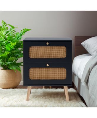 Versatile Natural Nightstand with Storage Space Modern Bedroom Furniture Bedside End Table