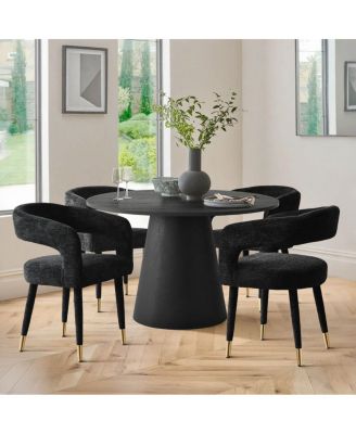 Chenille Upholstered Dining Armchairs Set of 2 with Curved Back